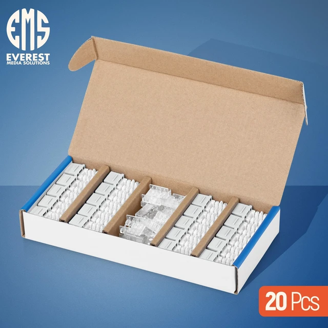 Alt view image 2 of 7 - 90 Degree RJ45 Cat6 Keystone Jacks 20-Pack Slim Profile White | Compatible with 90° Angled Speed Termination Tool - easyJACK (B094WB91H3)