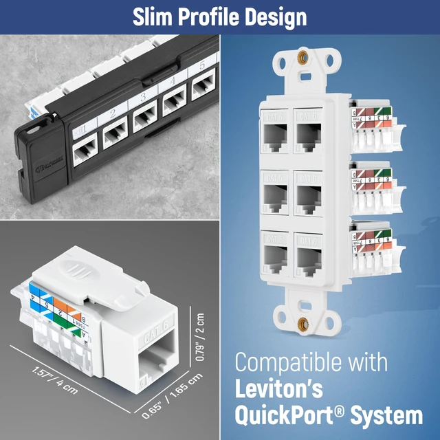 Alt view image 7 of 7 - 45 Degree RJ45 Cat6 Keystone Jacks Slim Profile 50-Pack White | Compatible with 45° Angled Speed Termination Tool - 45Term (B0BL3GS7ZY)