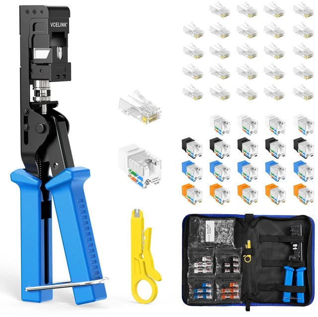 Main image of Speed Termination Keystone Tool Kit With Mixcolor Keystone Jack | Faster Than the Traditional Punch-Down Tool, UL-Listed Keystone Jacks with RJ45 Connectors and Mini Wire Stripper.