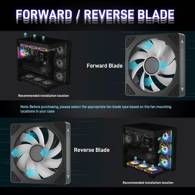 Alt view image 2 of 7 - Black F120 3in1 120mm Infinite Mirror Design Case Fans | 24 LED Lights PWM Control & ARGB effect, Hydraulic HDB Bearing for Low-Noise Operation - Suitable for Most PC Cooling Systems