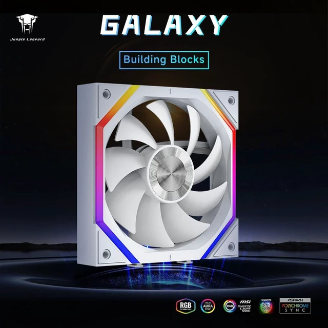 Alt view image 2 of 6 - Galaxy 120mm PC Reverse Blade Case Fans, ARGB and PWM Cooling Fan PC, Axle Core Double Ring CD Pattern Module Computer Fans, Daisy-Chain 5V RGB Fan (White 3 Pack)
