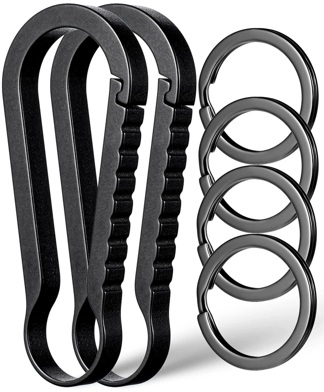 Main image of Titanium Carabiner Keychain Clip, Heavy Duty Quick Release Key Clip | Rust-proof, 40lbs Max Load, Anti-deform, Anti-lost Spring Clip, for Keys/Outdoor Camping