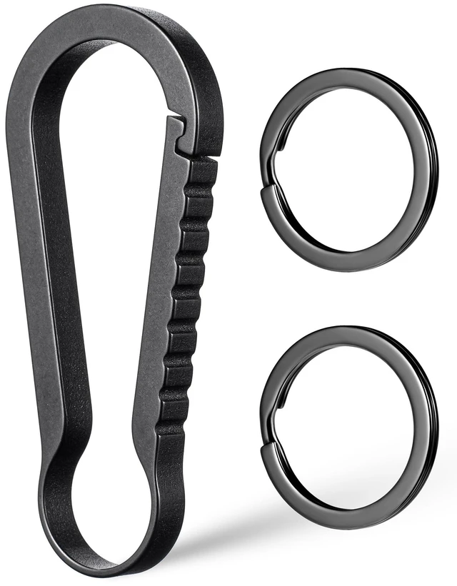 Main image of Titanium Carabiner Keychain Clip, Heavy Duty Quick Release Key Clip | Rust-proof, 40lbs Max Load, Anti-deform, Anti-lost Spring Clip, for Keys/Outdoor Camping