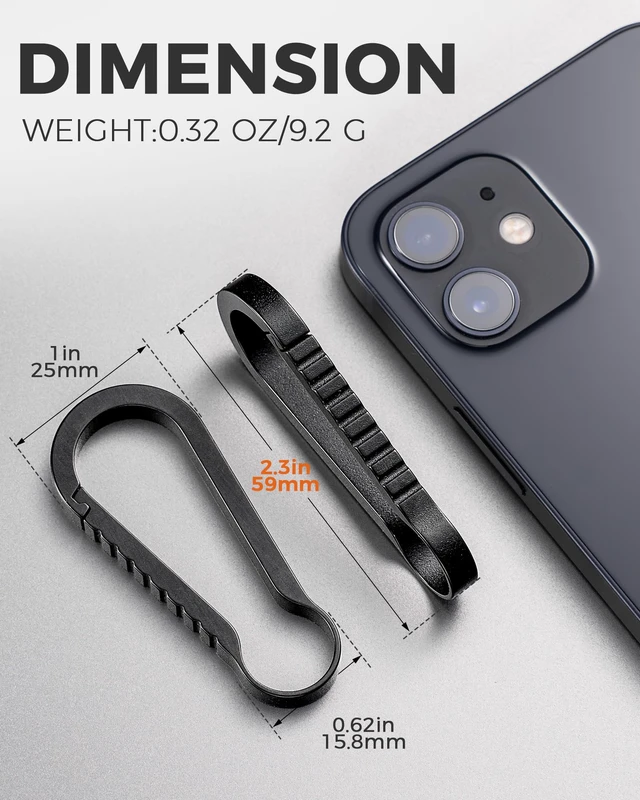 Alt view image 2 of 6 - Titanium Carabiner Keychain Clip, Heavy Duty Quick Release Key Clip | Rust-proof, 40lbs Max Load, Anti-deform, Anti-lost Spring Clip, for Keys/Outdoor Camping