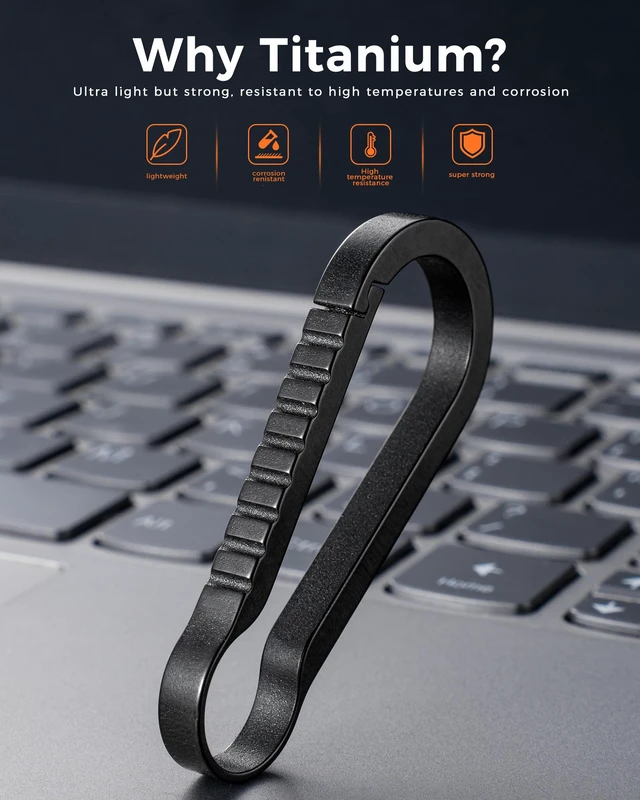 Alt view image 4 of 6 - Titanium Carabiner Keychain Clip, Heavy Duty Quick Release Key Clip | Rust-proof, 40lbs Max Load, Anti-deform, Anti-lost Spring Clip, for Keys/Outdoor Camping