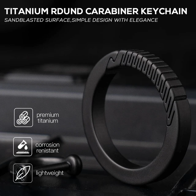 Alt view image 4 of 7 - Titanium Carabiner Keychain Clip,D Key Rings for Keychains,Quick Release Keychain,Key Chain Clip for Men Women (Black)