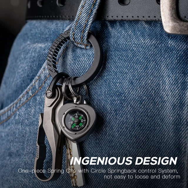 Alt view image 6 of 7 - Titanium Carabiner Keychain Clip,D Key Rings for Keychains,Quick Release Keychain,Key Chain Clip for Men Women (Black)