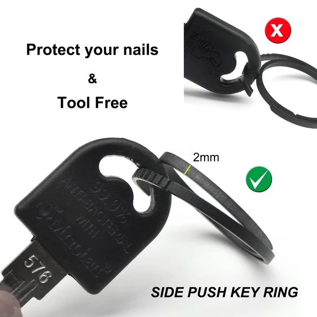 Alt view image 3 of 7 - Titanium Key Rings Heavy Duty Small Black Keyrings for Keychain Dog Tag | No Nail Damage, Ultra Lightweight Dog Tag Ring, Bulk Keyrings for Car Keys, Hypoallergenic, Never Rusty, EDC Gift for Men