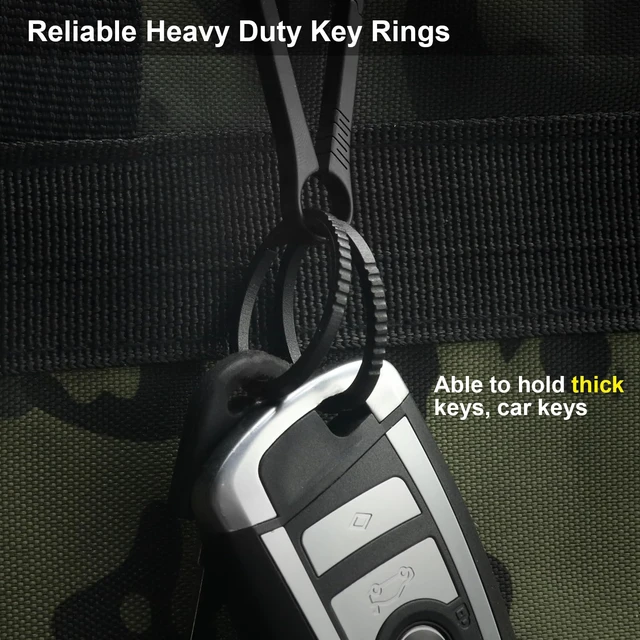 Alt view image 4 of 7 - Titanium Key Rings Heavy Duty Small Black Keyrings for Keychain Dog Tag | No Nail Damage, Ultra Lightweight Dog Tag Ring, Bulk Keyrings for Car Keys, Hypoallergenic, Never Rusty, EDC Gift for Men