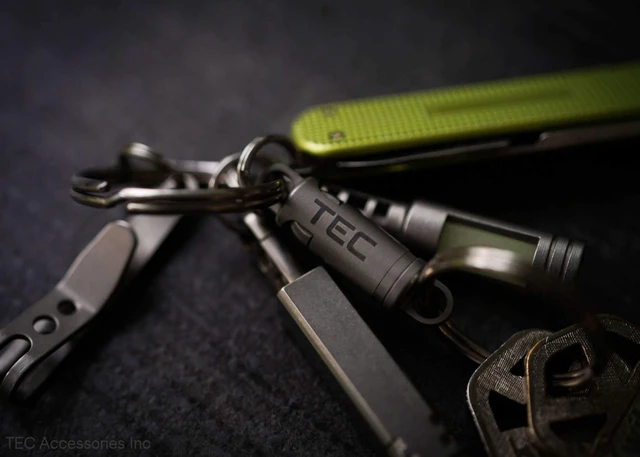 Alt view image 4 of 7 - Python-QR Titanium Quick Release Keychain Clip Silver | Detachable Key Ring Quick Release and Disconnect, No-Fail Design Pull Apart Key Chain