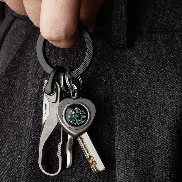 Alt view image 7 of 7 - Titanium Carabiner Keychain Clip,D Key Rings for Keychains,Quick Release Keychain,Key Chain Clip for Men Women (Black)