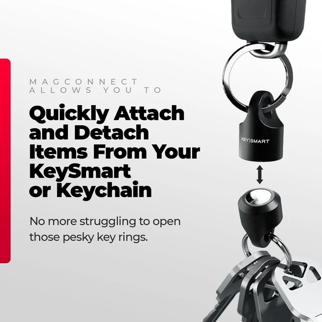 Alt view image 2 of 7 - MagConnect - Magnetic Quick Release Keychain Connector, Secure Pull-Apart Key Attachment Accessory (Black)