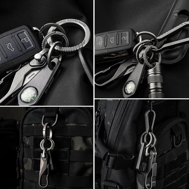 Alt view image 5 of 6 - Small Titanium Key Chain Rings, Side Push Keychain Ring, Rustproof | Upgraded Larger Size, No Nail Damage, Anti-deform, for house keys, car keys, work keys and small EDC tools