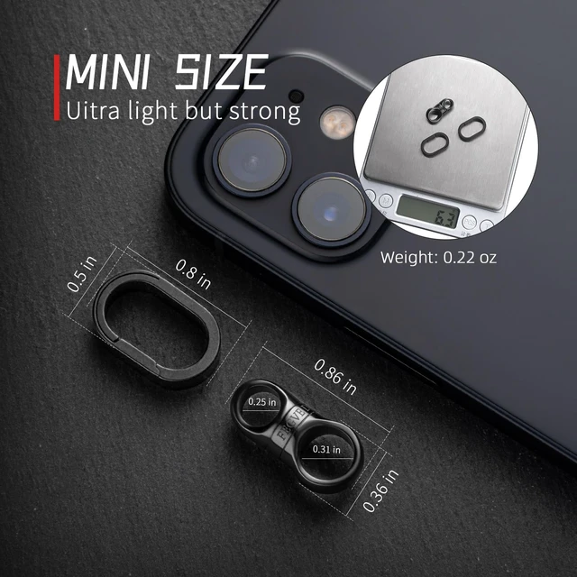 Alt view image 2 of 6 - Titanium Swivel Key Ring Connector, Mini Carabiner Keychain | 360° Rotatable Anti-Tangle Design, Ultra Lightweight High Load Bearing, for Keys Zipper Bag Pendant Jewelry Daily Carry