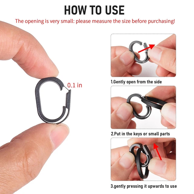 Alt view image 3 of 6 - Titanium Swivel Key Ring Connector, Mini Carabiner Keychain | 360° Rotatable Anti-Tangle Design, Ultra Lightweight High Load Bearing, for Keys Zipper Bag Pendant Jewelry Daily Carry