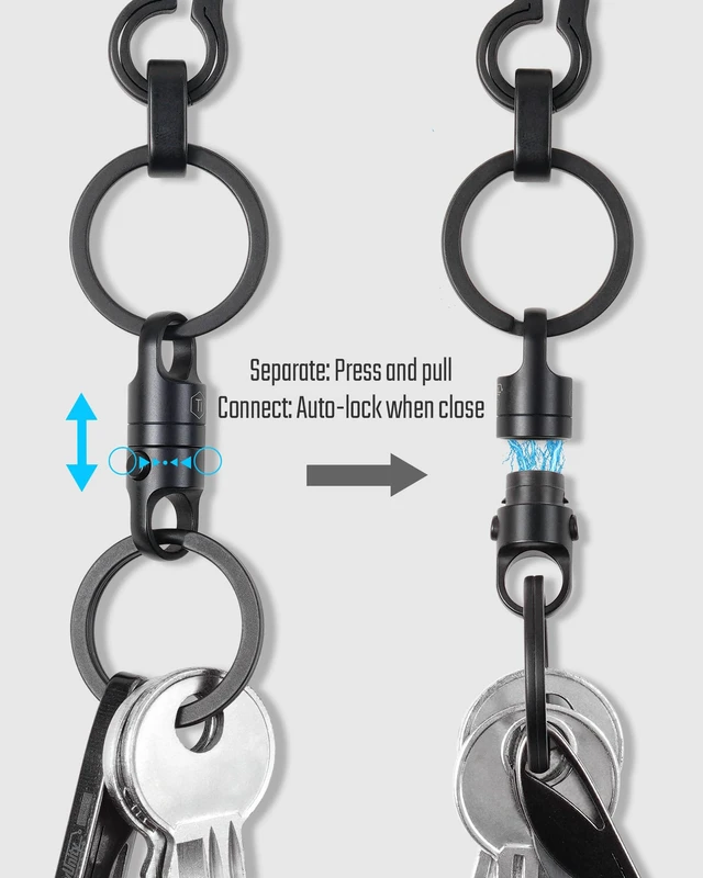 Alt view image 6 of 7 - Titanium Magnetic Quick Release Keychain | One-Hand Detachable Connector for Car Keys, House Keys, USB Drives and EDC