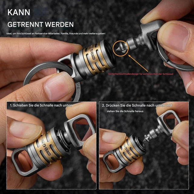 Alt view image 7 of 7 - Titanium Quick Release Keychain, Small Detachable Key Chain Ring, Heavy Duty Key ring Holder for Men Women Car Keys