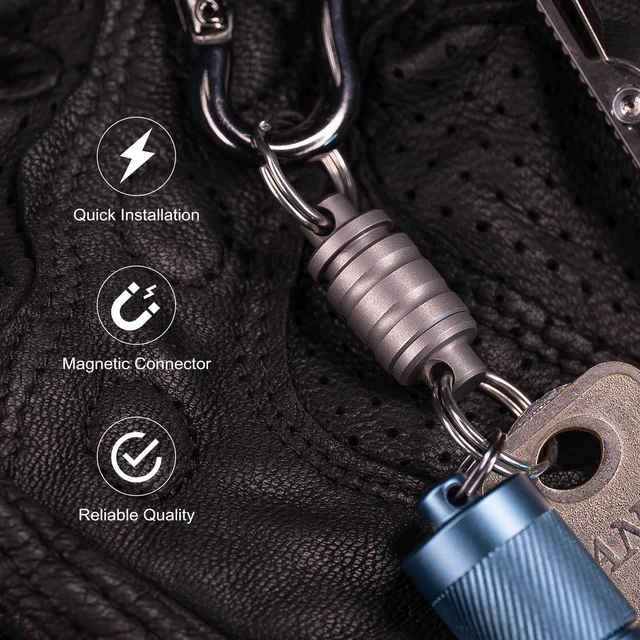 Alt view image 2 of 7 - Otacle R1 Magnetic Keychain Connector, Easy Detachable Key Ring | Quick Release Key Ring, Holds Over 5 kg, Titanium Alloy, Small and Portable EDC Accessory for Outdoor Use (Titanium)
