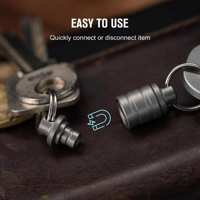 Alt view image 7 of 7 - Otacle R1 Magnetic Keychain Connector, Easy Detachable Key Ring | Quick Release Key Ring, Holds Over 5 kg, Titanium Alloy, Small and Portable EDC Accessory for Outdoor Use (Titanium)
