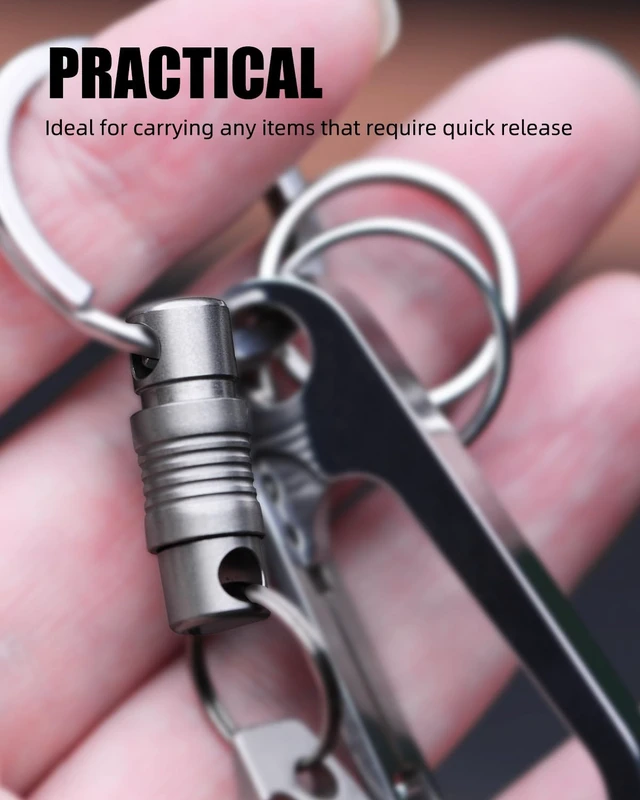 Alt view image 4 of 7 - Titanium Quick Release Swivel Keychain, Retractable Key Chain Detachable Keychain ClipPull Apart Key Rings for Men Women