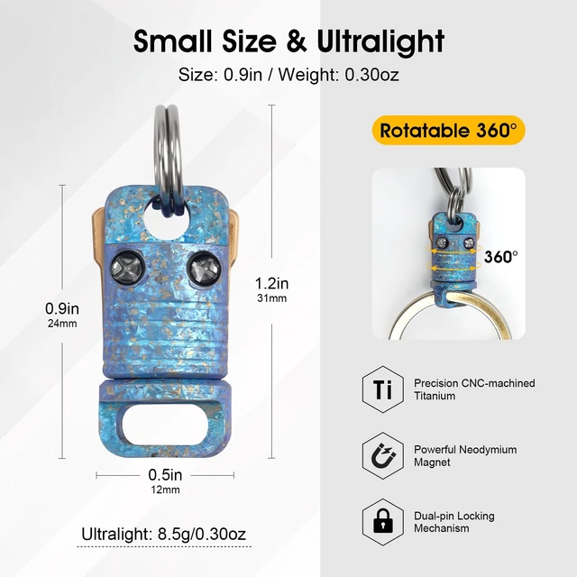 Alt view image 3 of 6 - Titanium Magnetic Keychain Quick Release with 360° Rotation | Dual-Safety Locking EDC Key Organizer, Small Detachable Magnet Connect Key Ring for Car Keys Accessories for Men Women