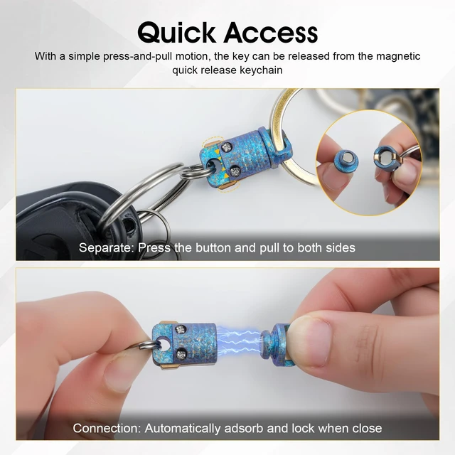 Alt view image 2 of 6 - Titanium Magnetic Keychain Quick Release with 360° Rotation | Dual-Safety Locking EDC Key Organizer, Small Detachable Magnet Connect Key Ring for Car Keys Accessories for Men Women