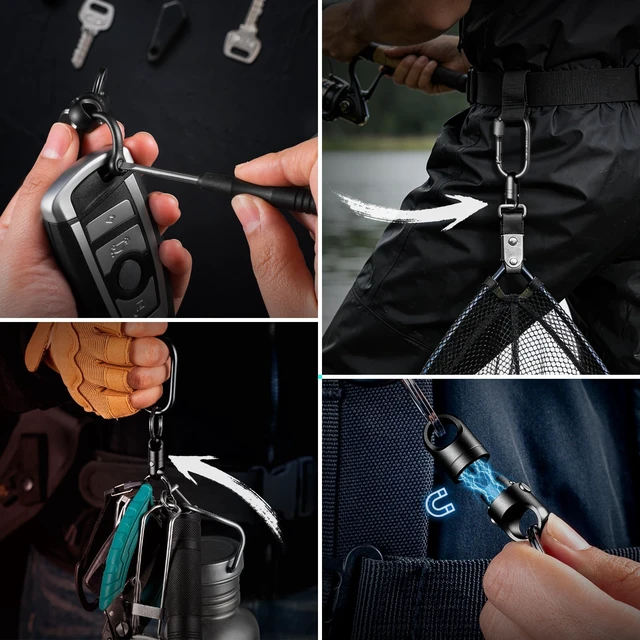 Alt view image 6 of 7 - Quick Release Magnetic Keychain, Detachable Magnet Key Chain Holder (Aluminium-Black)