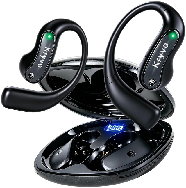 Main image of Open Ear Headphones, Over Ear Earbuds Powerful Sound with Ergonomic Earhook | 46H Bluetooth 6.0 Headphones with Clear Calls and ENC Mic,LED Digital Display, IP7, Lightweight Design for Workout/Cycling