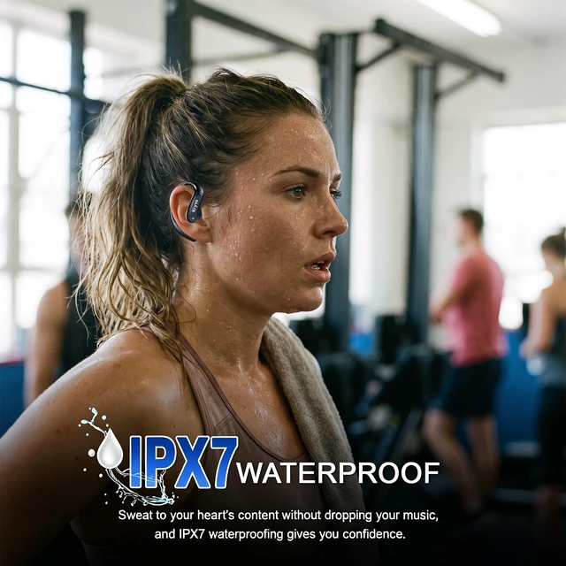 Alt view image 7 of 7 - Open Ear Headphones, Over Ear Earbuds Powerful Sound with Ergonomic Earhook | 46H Bluetooth 6.0 Headphones with Clear Calls and ENC Mic,LED Digital Display, IP7, Lightweight Design for Workout/Cycling