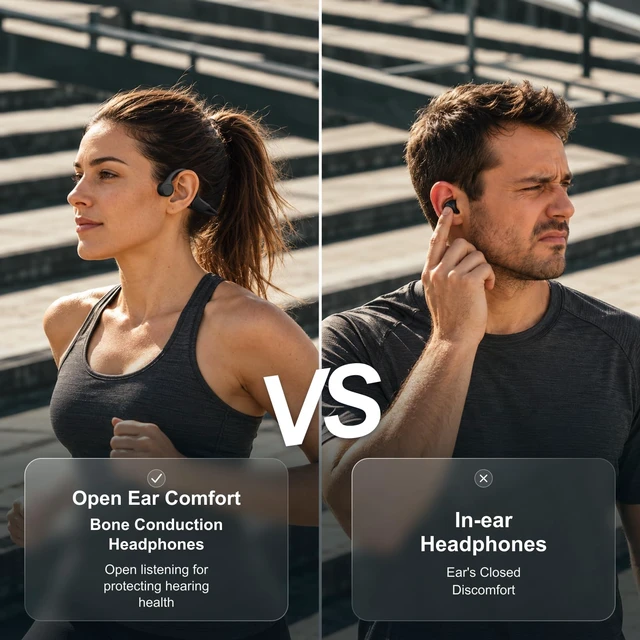 Alt view image 5 of 7 - 2027 Bone Conduction Headphones, Bluetooth 6.0 Open Ear Running Headphones, 26g Lightweight, IPX6 Waterproof, 10H Playtime Bone Conduction Earbuds with Mic for Workout, Cycling and Hiking