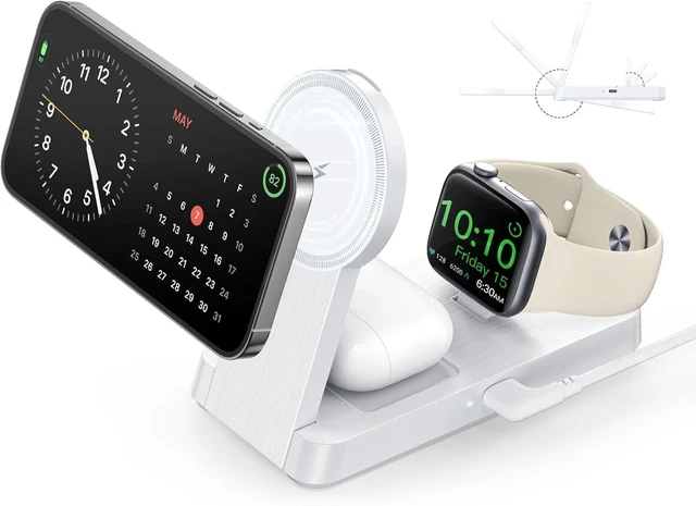 Main image of 3 in 1 Magnetic Wireless for iPhone Charging Station: Foldable Portable Charger for iPhone 18-12 Pro Max & Apple Watch & AirPods, for Apple Multiple Devices Charger for Home,Office&Travel
