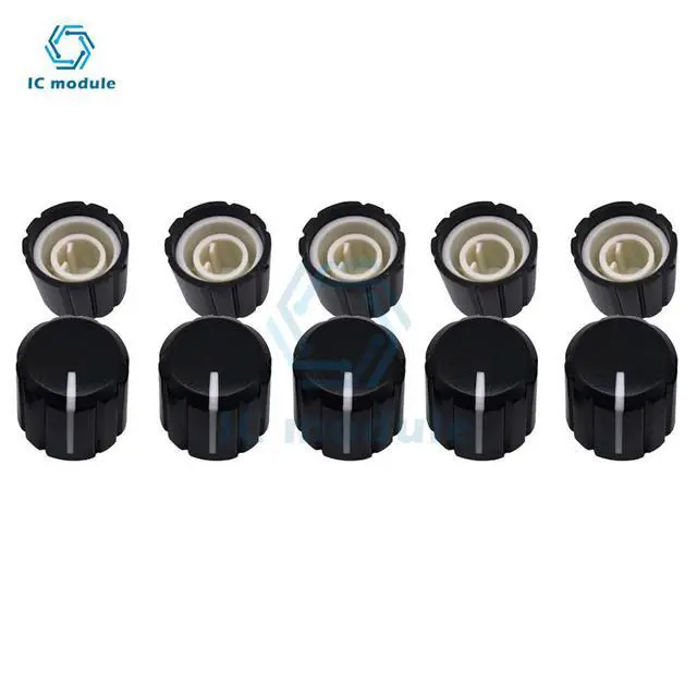 Alt view image 2 of 6 - 5PCS ABS For KY-040 360 Degrees Potentiometer Rotary Encoder Half Shaft Hole Caps Knob Brick Sensor Switch 6mm