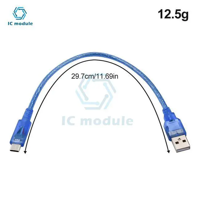 Alt view image 3 of 6 - 30cm USB 2.0 Male to Type C Male USB Cable Foil Braided Shielding Data Transfer Cable Adapter cord