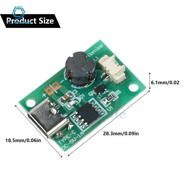 Alt view image 2 of 6 - DC 5V 1.5-2W Single Spray Humidifier Mist Module Energized Mist Air Plant Humidifier Mist Driver Board Type C Interface