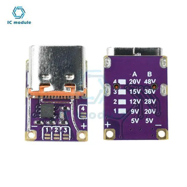 Alt view image 3 of 6 - Type-C Fast Charging Trigger PD3.0/QC3.0 Decoy Module 5V-20V Output for DIY Power Bank/Laptop Charger