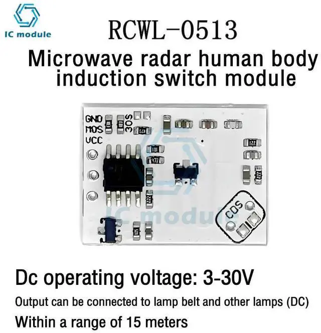 Main image of DC3-30V RCWL-0513 microwave radar human body induction switch module ligent induction detector can be directly light strip