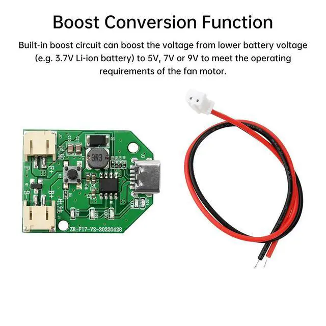 Alt view image 3 of 3 - 3.7V to 5V 7V 9V Boost Board Fan Motor Speed Controller Board USB Rechargeable Fan Circuit Board Governor Step Up Module