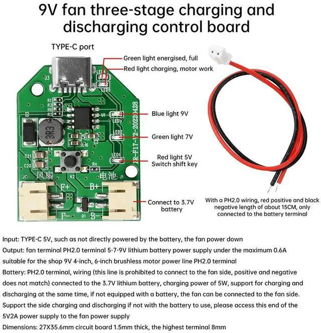 Main image of 3.7V to 5V 7V 9V Boost Board Fan Motor Speed Controller Board USB Rechargeable Fan Circuit Board Governor Step Up Module