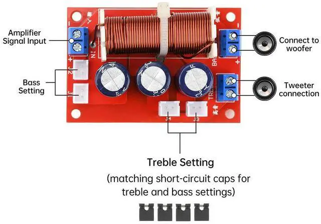 Main image of 100Hz-10KHz 400W 2 Way Crossover Filters Module HiFi Speaker Modification Upgrade Board Full Range Treble Bass Electronic Kit