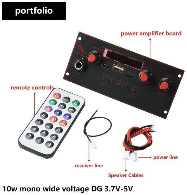 Main image of DC 3.7V-5V 10W Amplifier MP3 Decoder Board 6.5mm Microphone Bluetooth-compatible Handsfree Car MP3 Player
