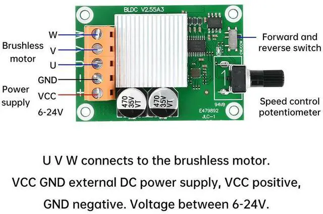 Main image of DC 6-24V 200W Speed Motor Controller DC Brushless Motor Controller Board Power Supply
