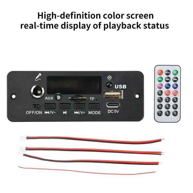 Alt view image 3 of 6 - DC 3.7-5V Digital Amplifier MP3 Decoder Board Bluetooth-compatible 5.0 FM Support Microphone Car MP3 Player with Remote Switch