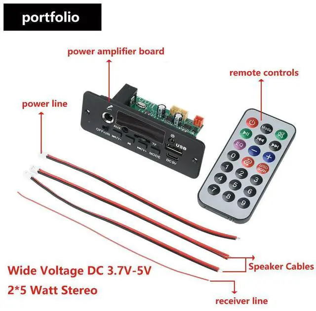 Main image of DC 3.7-5V Digital Amplifier MP3 Decoder Board Bluetooth-compatible 5.0 FM Support Microphone Car MP3 Player with Remote Switch