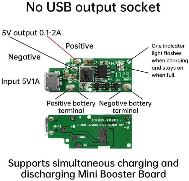 Main image of Micro USB Lithium Charger Conveter Board With Protection Charger Module 3.7V to 5V Step Up Board