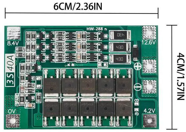 Main image of 3S 40A Li-ion Lithium Charger Protection Board BMS For Drill Motor 12.6V Enhance Balance Module