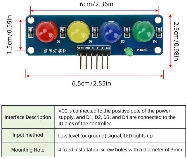Main image of Light LED Display Module Onboard Red Yellow Green 5mm LED Great for Making Traffic Light System Model ST009
