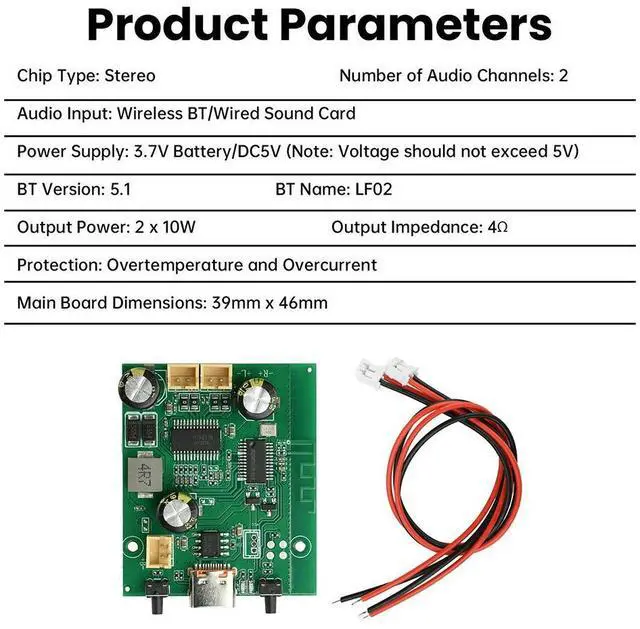 Main image of DC5V/3.7V TWS Digital Stereo Audio Power Amplifier Board Bluetooth-compatible 10W+10W 2Channel