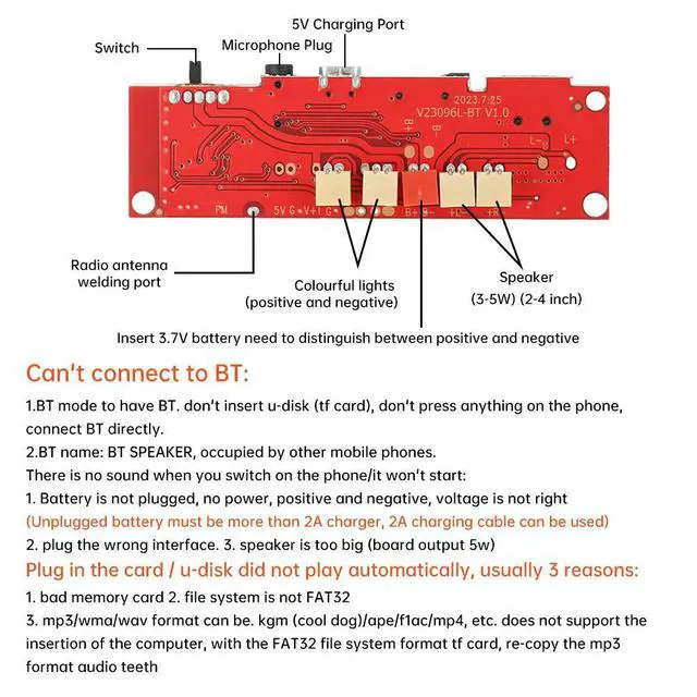 Alt view image 2 of 3 - 3.7V DC Bluetooth-Compatible Amplifier Board Dual Channel Audio Module / Micro USB Charging for Speaker DIY Electronic Kit