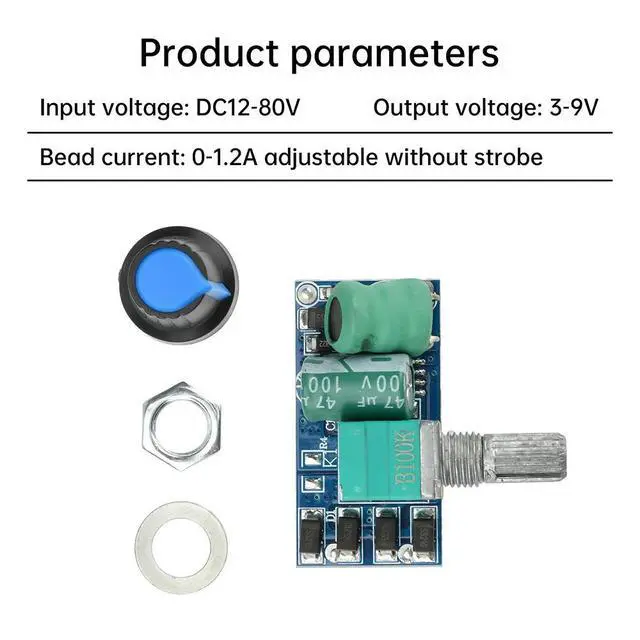 Alt view image 2 of 3 - DC12-80V Motor Speed Controller Module LED Dimmer Speed Regulator Control Adjust Board Switch Power Supply
