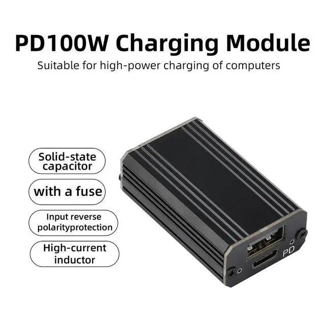 Alt view image 3 of 3 - 100W PD Fast Charging Module Buck Type DC 9-30V Input USB C A Dual Port Solid Capacitor Charger Board for Laptop Power Supply